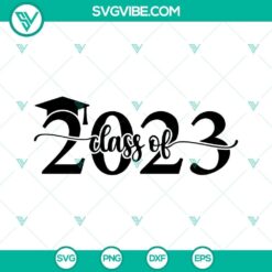 Class of 2023 SVG file with graduation cap design, perfect for Graduation 2023 projects. Download it now for graduation-themed crafts.