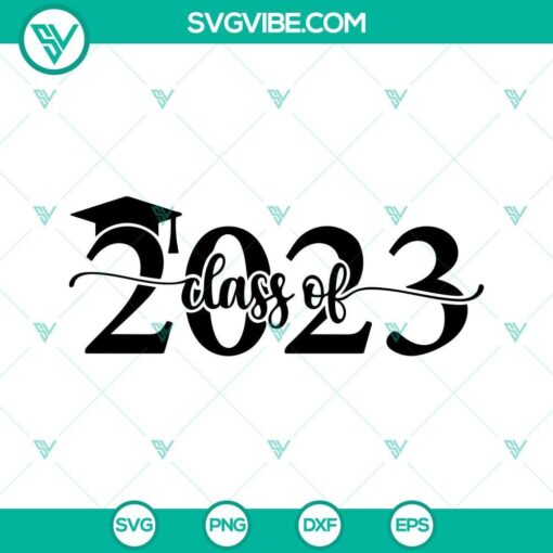 Class of 2023 SVG file with graduation cap design, perfect for Graduation 2023 projects. Download it now for graduation-themed crafts.