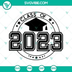 Class Of 2023 SVG design for senior graduation shirts. Unique Senior 2023 SVG file for personalized graduation apparel.