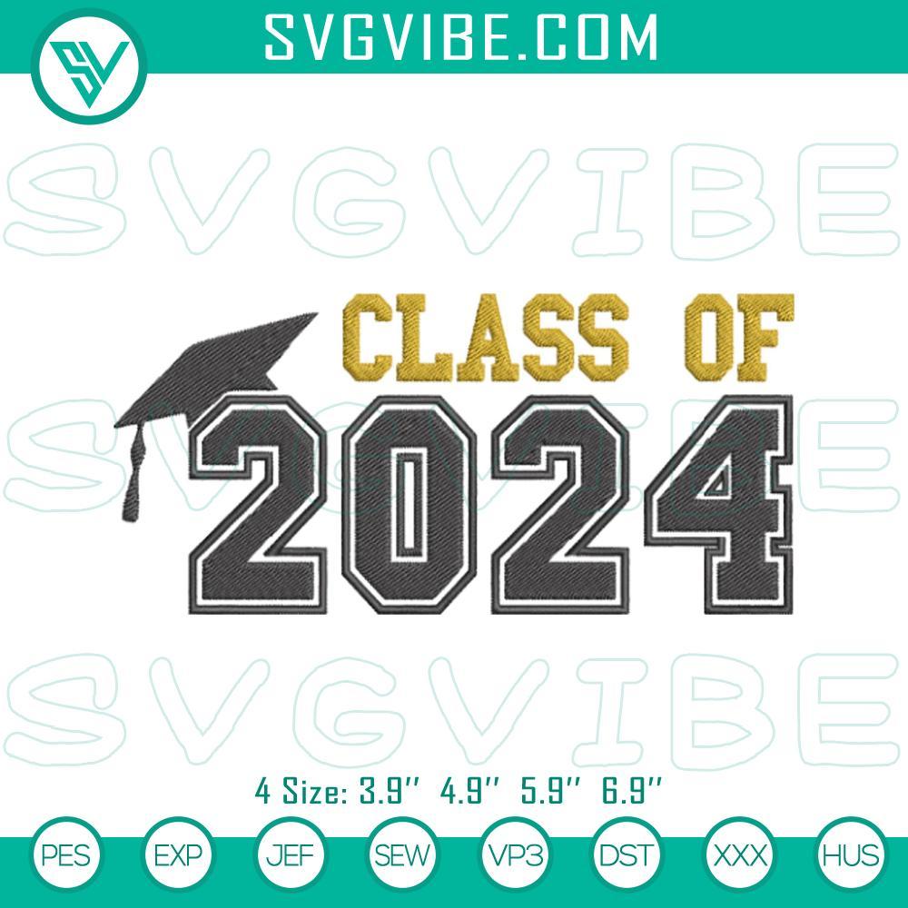 Class Of 2024 Embroidery Designs, Senior 2024 Embroidery Pattern Files Class of 2024 embroidery designs featuring high school senior patterns for graduation.