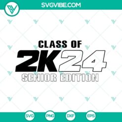 Class of 2k4 & Senior 2024 SVG file for Class of 2024 seniors, graduation cap design with elegant text, perfect for senior shirts and decor.