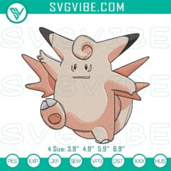 Clefable embroidery designs, adorable Pokémon character machine file for crafts and sewing projects.