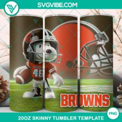 Cleveland Browns Snoopy football design on 20oz tumbler wrap PNG file, 3D rendering. Great for Browns fans!