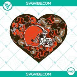 Cleveland Browns Valentine heart PNG file design, perfect for NFL football fans.