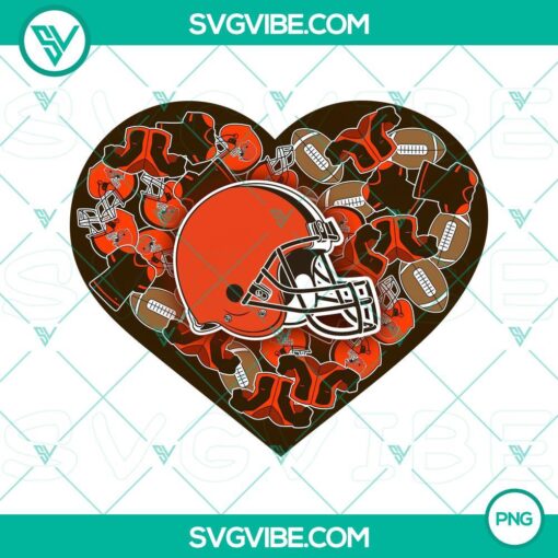 Cleveland Browns Valentine heart PNG file design, perfect for NFL football fans.