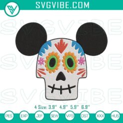 Coco themed Mickey ears embroidery file for instant Disney download, featuring vibrant colors and intricate design.