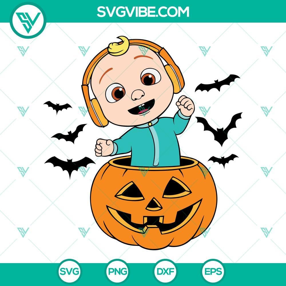 Cocomelon Halloween SVG File, Cocomelon SVG File, Halloween SVG Files PNG DXF EPS Cocomelon Halloween SVG file with PNG, DXF, EPS formats for crafting, featuring festive Cocomelon characters and Halloween elements.