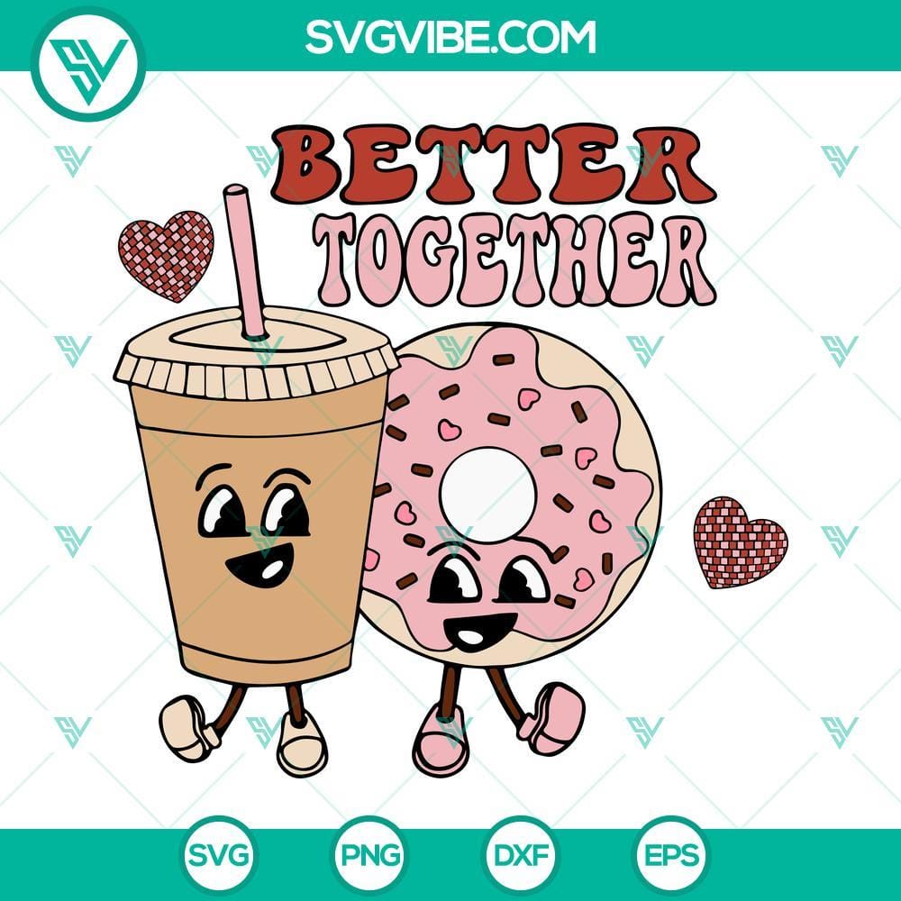 coffee-and-donut-better-together-svg-retro-valentine-svg-coffee-valentine-svg-donut-valentines-svg-3-mockup.jpg Coffee and donut retro Valentine SVG design, ideal for crafting projects. Download now for a delightful touch to your creations.