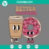 Coffee and donuts Valentine SVG images for download in PNG, EPS, and DXF file formats, showcasing a sweet and cozy pair.