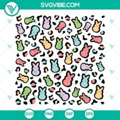 Colorful Leopard Peeps Pattern Svg, Leopard Bunny Print Pattern