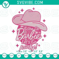 Come On Barbie Let&rsquo;s Go Party Disco Ball Embroidery Designs, Barbie Cowgirl Pattern