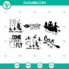 Hocus Pocus SVG bundle featuring "Come We Fly" design in PNG, DXF, and EPS file formats for crafting projects.