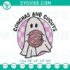 Mexican ghost embroidery design with conchas and cucuys, funny Halloween stitch pattern for crafts.