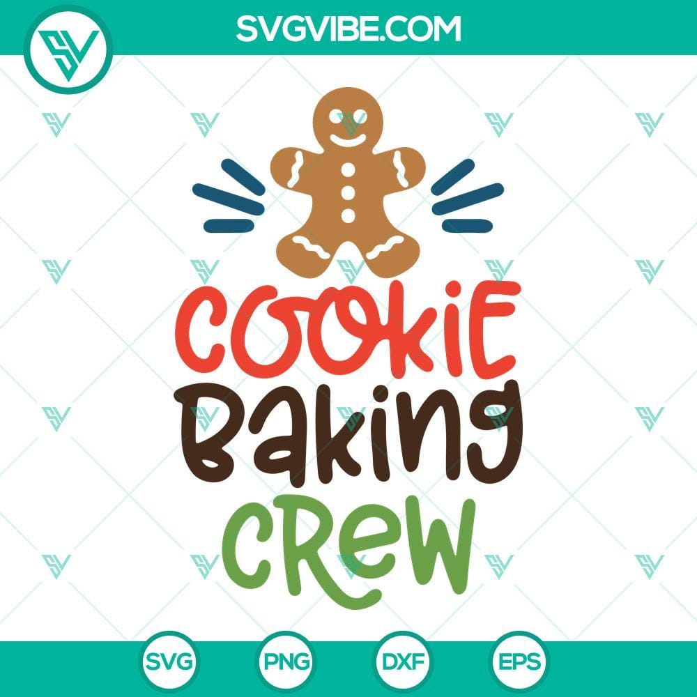 Cookie Baking Crew SVG, Christmas Baking SVG PNG DXF EPS Cut Files Cookie Baking Crew SVG file with Christmas baking designs in PNG, DXF, and EPS formats for cutting machines.