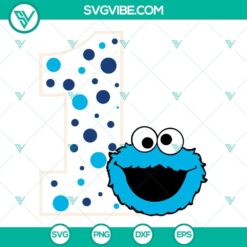 Cookie Monster Birthday SVG File Bundle, One Birthday SVG File, Sesame 8