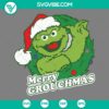 Cookie Monster as the Grinch in a festive design, Merry Grouchmas SVG image in PNG, EPS, and DXF files for Christmas crafts.