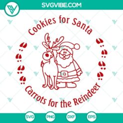 Santa cookie SVG design with cookies for Santa and carrots for reindeer, perfect for Christmas crafting projects.