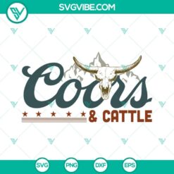 Coors and cattle SVG images with western bull skull, country vibes, and cattle silhouettes for digital use.