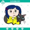 Coraline Jones and Cat SVG Download with Coraline movie SVG images and Button Girl movie PNG, ideal for crafting projects.