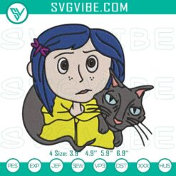 Coraline machine embroidery designs for Halloween movie digital pattern download. Unique spooky-themed stitching for crafts.