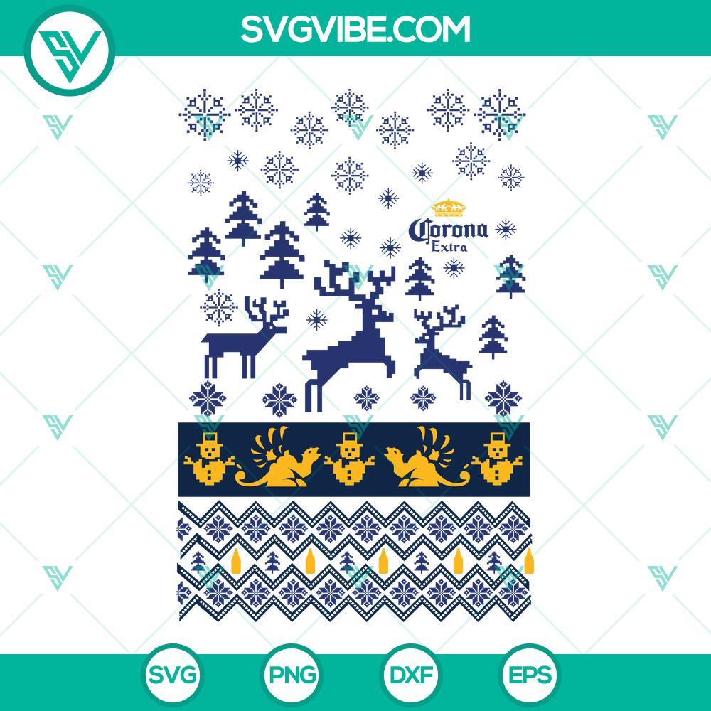corona-extra-ugly-christmas-sweater-svg-beer-corona-christmas-svg-png-dxf-eps-for-cricut-silhouette-cameo-1-mockup.jpg Corona Extra Ugly Christmas Sweater SVG with beer bottles and festive elements for holiday season.