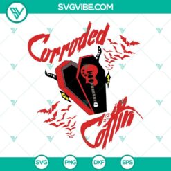 Corroded Coffin Band SVG design featuring a Stranger from Hellfire Club with a unique and edgy aesthetic for digital projects.