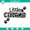 Cougar paw print and little cougar school spirit SVG files for cheer, ideal for craft projects and apparel design.