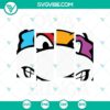 Ninja Turtles themed SVG files with Cowabunga design for Cricut, featuring faces of iconic characters in PNG, DXF, EPS formats.