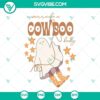 Cowboo Baby Halloween Boo Ghost Western SVG File - Cute baby cow wearing a ghost costume with western accents. Perfect for Halloween crafts.