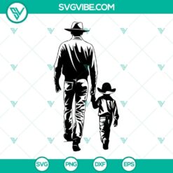 Cowboy dad and son SVG download with rodeo and western themed SVG files in PNG, DXF, EPS formats for crafting projects.