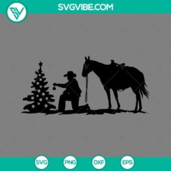 Cowboy With Christmas Tree SVG Image, Cowboy Christmas SVG Files PNG EPS DXF Files