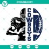 Cowboys half player SVG design with football, download for Dallas team fans, ideal for sport-themed crafts.