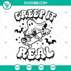 Creep It Real SVG Images Bundle, Ghost Skateboard SVG Download, Halloween Boy SVG File 2