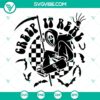 Creep It Real SVG File featuring Grim Reaper Skateboarding with Death Skull. Perfect for Halloween designs.