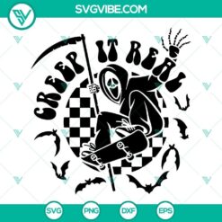 Creep It Real SVG File, Grim Reaper Skateboarding SVG Images, Death Skull