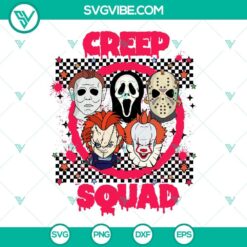Creep Squad SVG with Horror Movie Characters & Friends, Halloween SVG File for Creepy Designs.