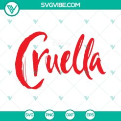 Cruella logo design, Disney cut files SVG, PNG, DXF, EPS for digital crafting.