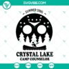 Crystal Lake Camp Counselor SVG featuring Jason Mask from Horror Movie, perfect for Halloween designs. Download now!
