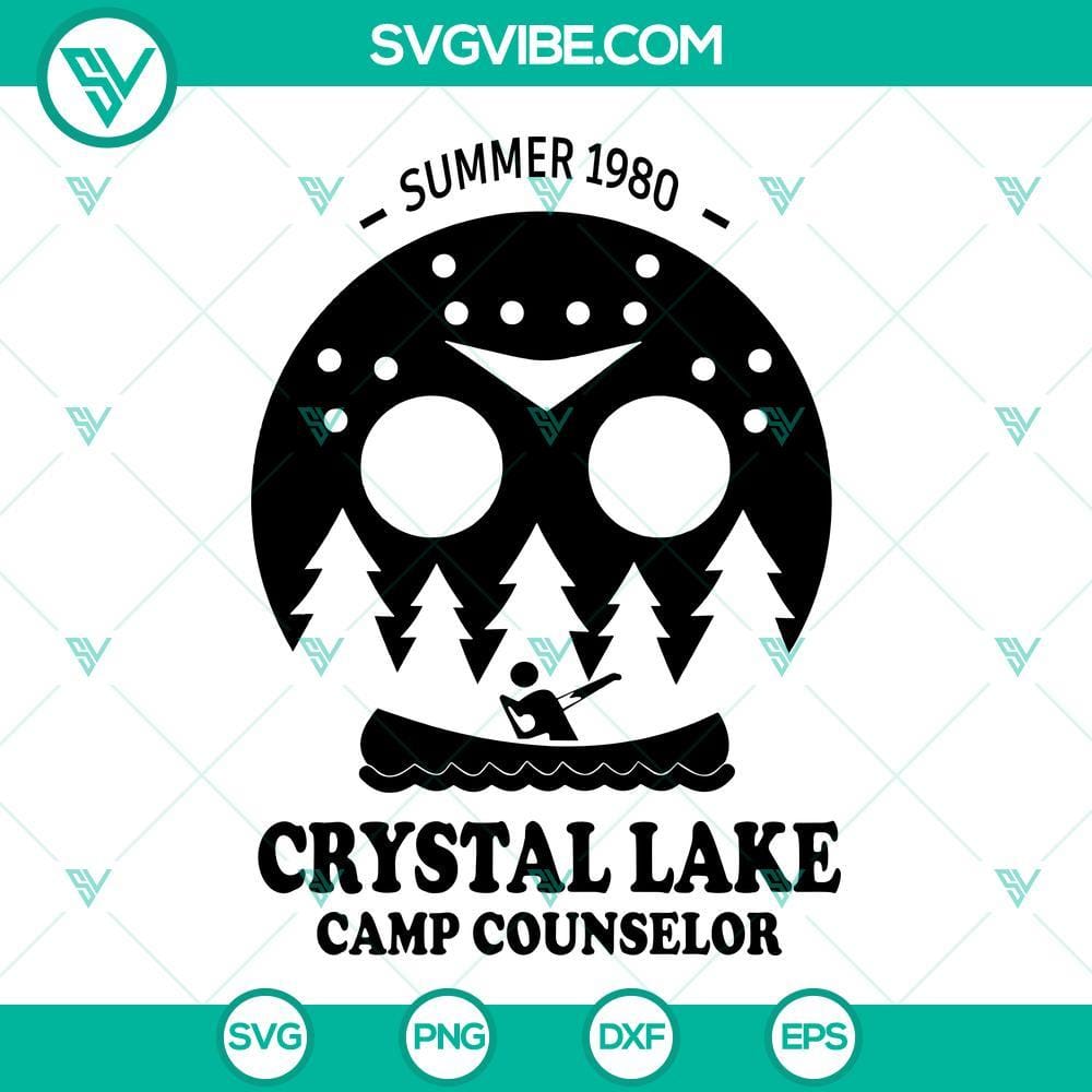 Crystal Lake Camp Counselor SVG, Jason Mask SVG, Horror Movie Halloween SVG Crystal Lake Camp Counselor SVG featuring Jason Mask from Horror Movie, perfect for Halloween designs. Download now!