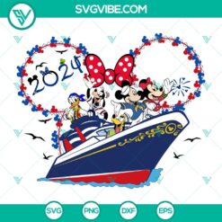 Custom Disney characters cruise trip SVG featuring Mouse, Minnie, and friends for download.
