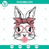 Easter bunny SVG with bandana, glasses, and bubblegum, ready for download.