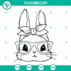 Cute bunny wearing glasses and bow, perfect for Easter crafts. SVG images for download.