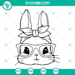 Cute bunny wearing glasses and bow, perfect for Easter crafts. SVG images for download.