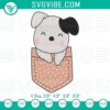 Adorable baby dog pocket embroidery pattern file for digital projects. Great for DIY crafts.