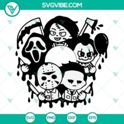 Cute Halloween Starbucks Cup SVG with Horror Movies Killer Full Wrap design, perfect for spooky season crafts and projects.