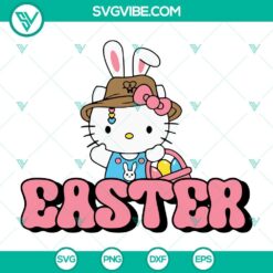 Hello Kitty Easter Bunny and Easter Eggs SVG files for Happy Easter Day celebration. Cute and colorful design.