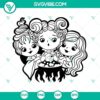 Hocus Pocus SVG with Sanderson Sisters, PNG DXF EPS Cricut files. Adorable and witchy design for Halloween crafts.