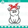 Embroidery design of a cute pig with bandana, perfect for farm animal projects.
