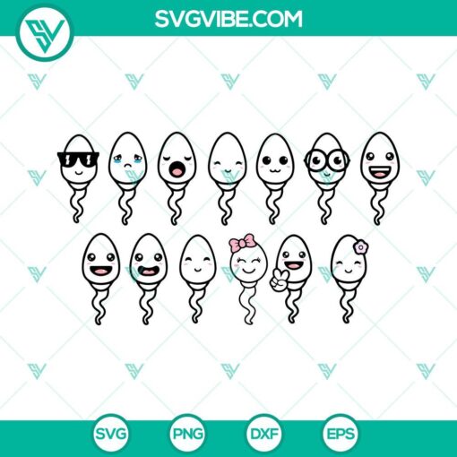 Cute Sperm SVG Download Bundle, Little Cute Kids SVG Images, Family SVG Download, Funny 7