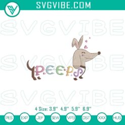 Dachshund Easter Peeps embroidery file featuring a cute puppy design. Perfect for Easter embroidery projects.